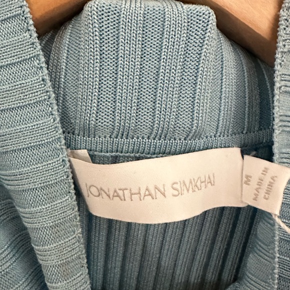 Johnathan Simkhai Ribbed Lace-Up Midi Dress in Ice Blue - Picture 4 of 5